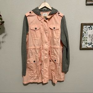 Torrid pink grey twill zip up anorak utility jacket 2XL NWT